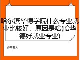 哈尔滨华德学院什么专业就业比较好，原因是啥(哈华德好就业专业)