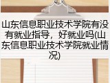 山东信息职业技术学院有没有就业指导，好就业吗(山东信息职业技术学院就业情况)