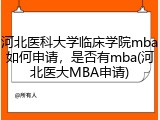 河北医科大学临床学院mba如何申请，是否有mba(河北医大MBA申请)