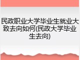民政职业大学毕业生就业大致去向如何(民政大学毕业生去向)