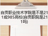 自贡职业技术学院是不是211或985高校(自贡职院是211吗)