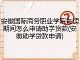 安徽国际商务职业学院在读期间怎么申请助学贷款(安徽助学贷款申请)