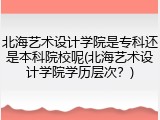 北海艺术设计学院是专科还是本科院校呢(北海艺术设计学院学历层次？)