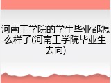 河南工学院的学生毕业都怎么样了(河南工学院毕业生去向)