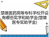 楚雄医药高等专科学校开设有哪些奖学和助学金(楚雄医专奖助学金)