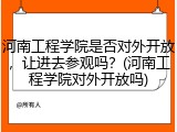 河南工程学院是否对外开放，让进去参观吗？(河南工程学院对外开放吗)