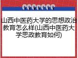 山西中医药大学的思想政治教育怎么样(山西中医药大学思政教育如何)