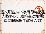 遵义职业技术学院每年招生人数多少，政策变动如何(遵义职院招生政策人数)