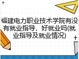 福建电力职业技术学院有没有就业指导，好就业吗(就业指导及就业情况)