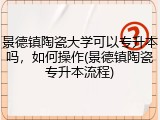 景德镇陶瓷大学可以专升本吗，如何操作(景德镇陶瓷专升本流程)