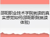 邵阳职业技术学院就读的真实感觉如何(邵阳职院就读体验)