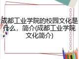 成都工业学院的校园文化是什么，简介(成都工业学院文化简介)