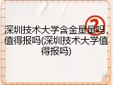 深圳技术大学含金量量吗，值得报吗(深圳技术大学值得报吗)
