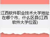 江西软件职业技术大学地址在哪个市，什么区县(江西软件大学位置)
