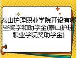 泰山护理职业学院开设有哪些奖学和助学金(泰山护理职业学院奖助学金)