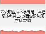 西安职业技术学院是一本还是本科第二批(西安职院属本科二批)
