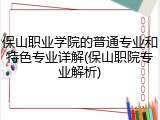 保山职业学院的普通专业和特色专业详解(保山职院专业解析)