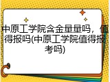 中原工学院含金量量吗，值得报吗(中原工学院值得报考吗)