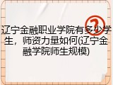辽宁金融职业学院有多少学生，师资力量如何(辽宁金融学院师生规模)