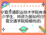 宁夏交通职业技术学院有多少学生，师资力量如何(宁夏交通学院规模师资)