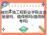 潍坊环境工程职业学院含金量量吗，值得报吗(值得报考吗)