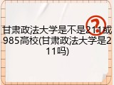 甘肃政法大学是不是211或985高校(甘肃政法大学是211吗)