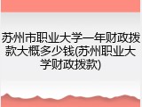 苏州市职业大学一年财政拨款大概多少钱(苏州职业大学财政拨款)