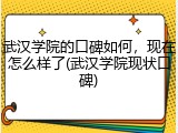 武汉学院的口碑如何，现在怎么样了(武汉学院现状口碑)