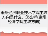 惠州经济职业技术学院主攻方向是什么，怎么样(惠州经济学院主攻方向)