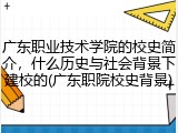 广东职业技术学院的校史简介，什么历史与社会背景下建校的(广东职院校史背景)