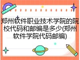 郑州软件职业技术学院的院校代码和邮编是多少(郑州软件学院代码邮编)