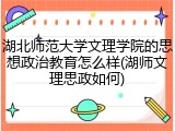 湖北师范大学文理学院的思想政治教育怎么样(湖师文理思政如何)