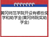 黄冈师范学院开设有哪些奖学和助学金(黄冈师院奖助学金)