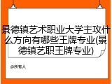 景德镇艺术职业大学主攻什么方向有哪些王牌专业(景德镇艺职王牌专业)