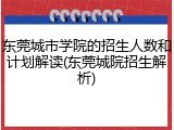 东莞城市学院的招生人数和计划解读(东莞城院招生解析)