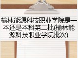 榆林能源科技职业学院是一本还是本科第二批(榆林能源科技职业学院批次)