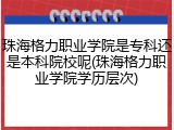 珠海格力职业学院是专科还是本科院校呢(珠海格力职业学院学历层次)