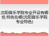 沈阳音乐学院专业开设有哪些,特色在哪(沈阳音乐学院专业特色)