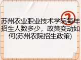 苏州农业职业技术学院每年招生人数多少，政策变动如何(苏州农院招生政策)