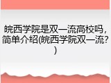 皖西学院是双一流高校吗，简单介绍(皖西学院双一流？)