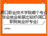 周口职业技术学院哪个专业毕业就业前景比较好(周口职院就业好专业)