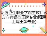 昭通卫生职业学院主攻什么方向有哪些王牌专业(昭通卫院王牌专业)