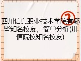 四川信息职业技术学院有哪些知名校友，简单分析(川信院校知名校友)