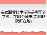 安顺职业技术学院是哪里的学校，在哪个城市(安顺职院所在地)