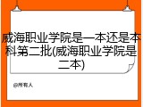 威海职业学院是一本还是本科第二批(威海职业学院是二本)