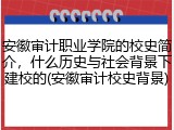 安徽审计职业学院的校史简介，什么历史与社会背景下建校的(安徽审计校史背景)