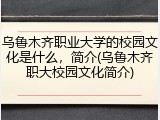 乌鲁木齐职业大学的校园文化是什么，简介(乌鲁木齐职大校园文化简介)