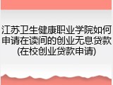 江苏卫生健康职业学院如何申请在读间的创业无息贷款(在校创业贷款申请)