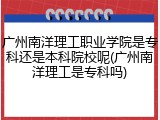 广州南洋理工职业学院是专科还是本科院校呢(广州南洋理工是专科吗)