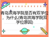 青岛滨海学院是否有双学位，为什么(青岛滨海学院双学位原因)